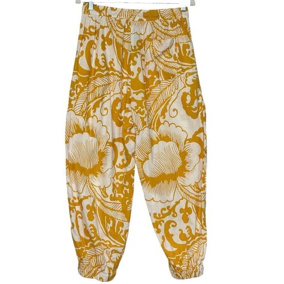 REVOLVE Haute Hippie Yellow Floral Linen Baggie Pants | Size M - Picture 6 of 10